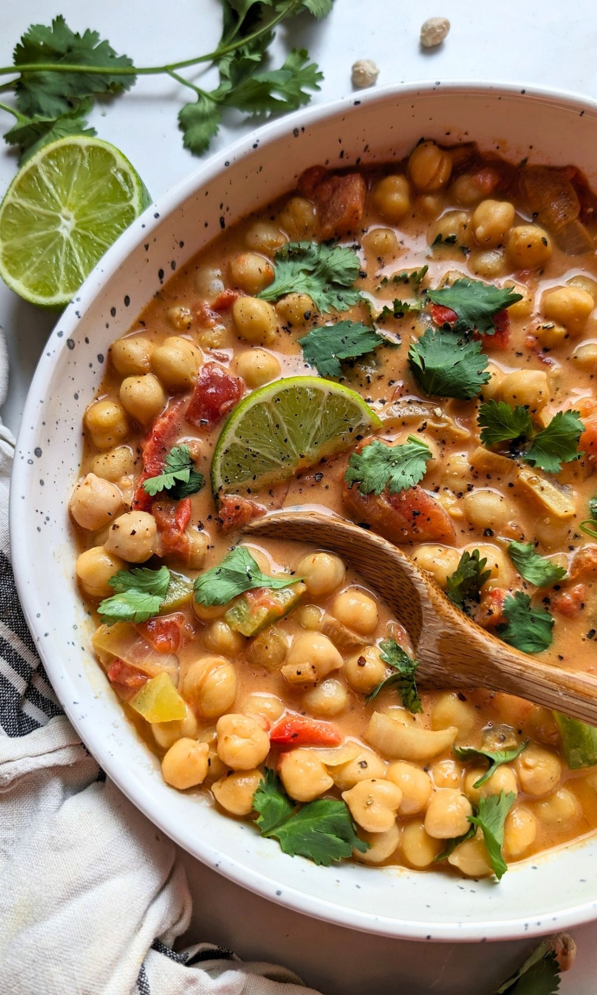 low sodium curry recipe with chickpeas cilantro lime tomatoes and a coconut milk broth with no added salt