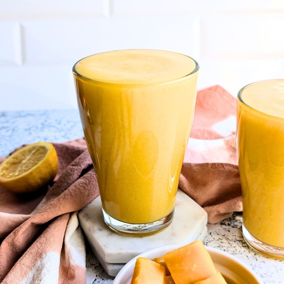 low sodium tropical smoothie with orange, mango, pineapple, and banana