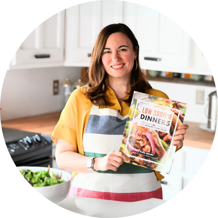 low sodium recipe developer for low salt food ideas for dinner, lunch, and breakfast.